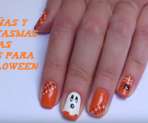 Arañas y fantasmas en las uñas para Halloween