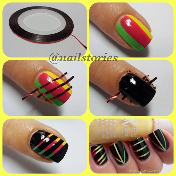 Ideas para decorar uñas con cinta adhesiva Muy facil 6