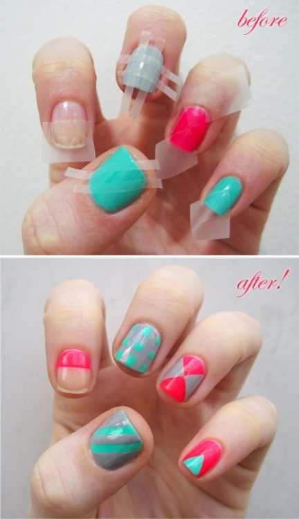 Ideas para decorar uñas con cinta adhesiva Muy facil 8